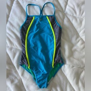 Speedo Blue Racerback One-Piece Bathing Suit Size Y 12 - $40 —> $22